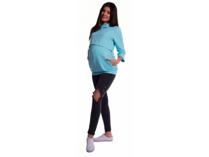 Be MaaMaa Těhotenské a kojící teplákové triko - mátové