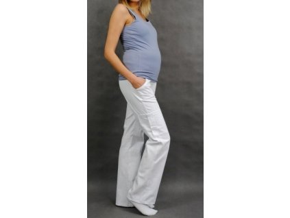 Be MaaMaa Těhotenské kalhoty s boční kapsou - bílá