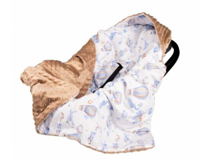 Baby Nellys Zavinovací deka s kapucí minky Balón a letadlo, 90 x 90 cm