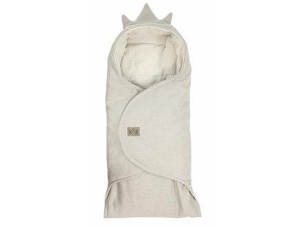 Zavinovací deka s kapucí Little Elite, 100 x 115 cm, Kralovská koruna - šedá