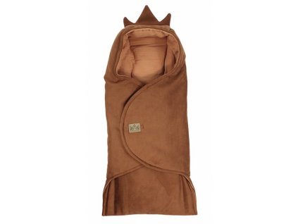 Zavinovací deka s kapucí Little Elite, 100 x 115 cm, Kralovská koruna - hnědá