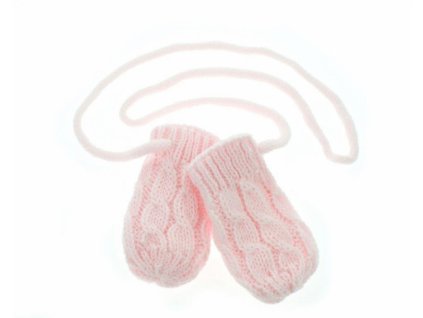 Zimní pletené  kojenecké rukavičky se vzorem - sv. růžové, Baby Nellys, vel. 56/68