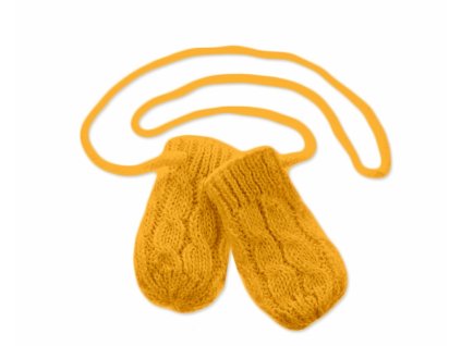 Zimní pletené  kojenecké rukavičky se vzorem - hořčicové, Baby Nellys