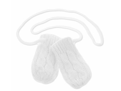 Zimní pletené  kojenecké rukavičky se vzorem - bílé, Baby Nellys, vel. 56/68