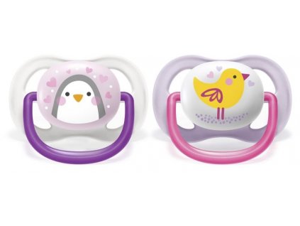 AVENT Dudlík Ultra Air Animals, 0-6m - Ptáček/tučňák, lila