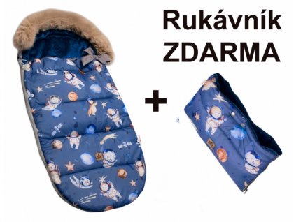 Dětský fusak maxi PREMIUM Kosmos, šedo/modrý, 110x50cm + rukávník zdarma, Baby Nellys
