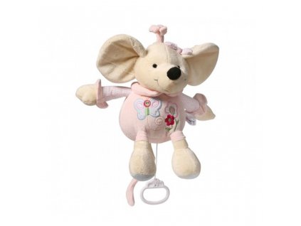 Plyšová hračka s hracím strojkem Baby Ono Myška růžová 31cm