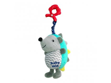 Dětská plyšová hračka s hracím strojkem a klipem Baby Mix Ježek modro-šedý