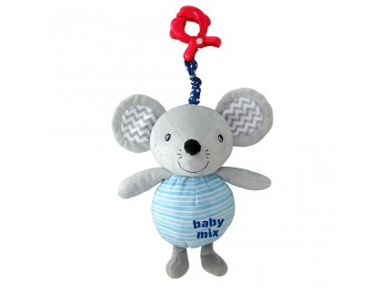 Dětská plyšová hračka s hracím strojkem a klipem Baby Mix Myška