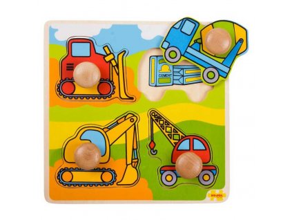 Bigjigs Toys Vkládací puzzle stavební stroje