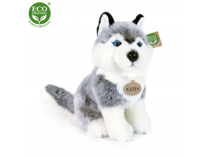 Rappa Plyšový pes Husky sedící 30 cm ECO-FRIENDLY