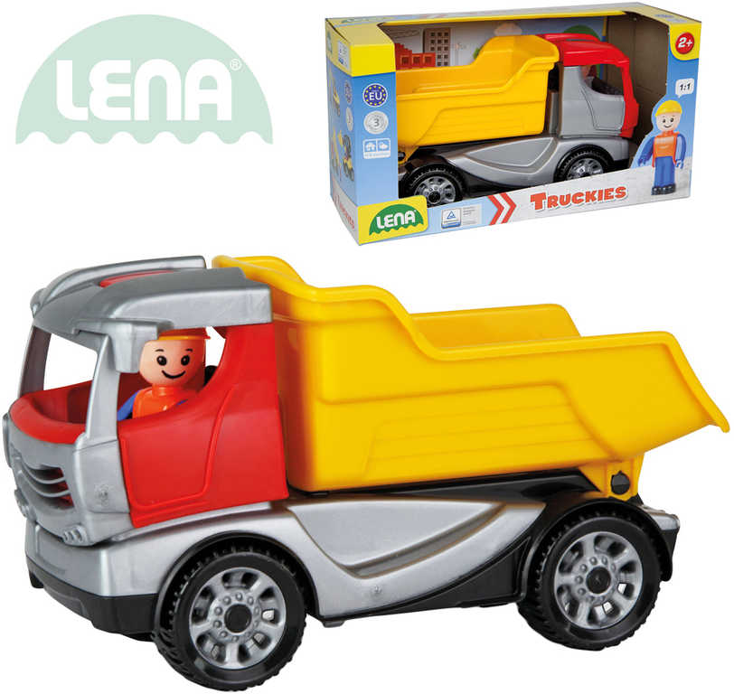 LENA Truckies sklápěč 22cm set baby autíčko + panáček 01620 plast