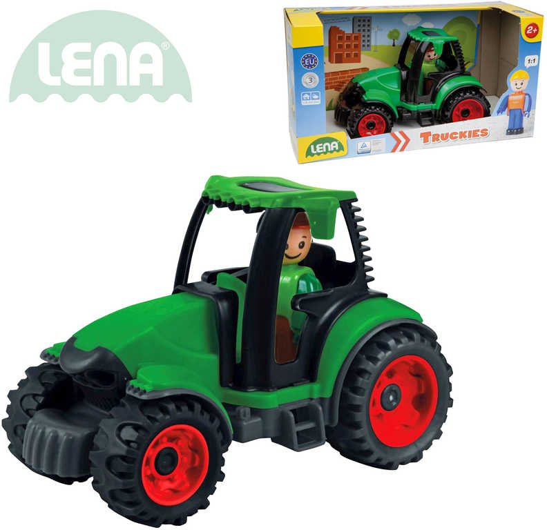 LENA Truckies traktor 17cm set baby autíčko + panáček 01624 plast