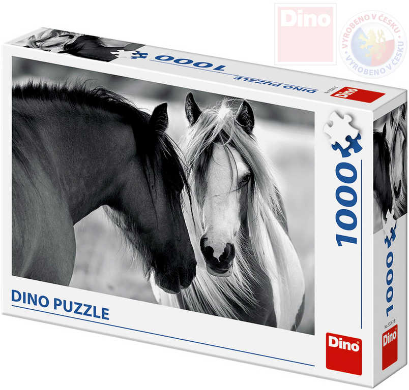 DINO Puzzle 1000 dílků Černobílí koně 66x47cm skládačka v krabici