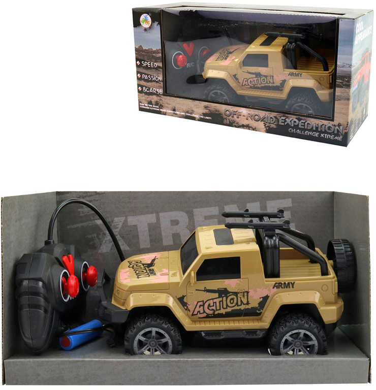 RC Auto Jeep vojenský na vysílačku 27MHz na baterie 2 barvy Světlo