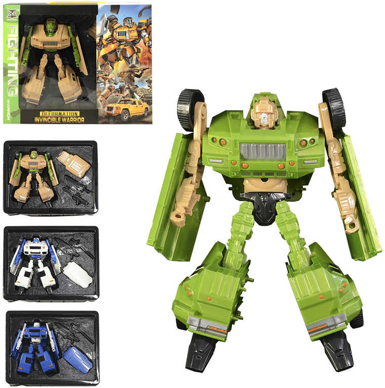 Auto robot s transformací 19cm transrobot set s doplňky plast 4 druhy