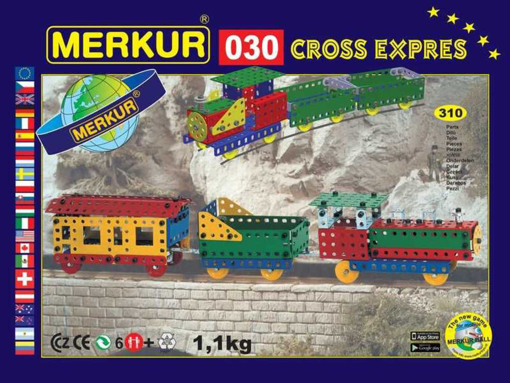 MERKUR M 030 Vláček Cross Expres 310 dílků *KOVOVÁ STAVEBNICE*