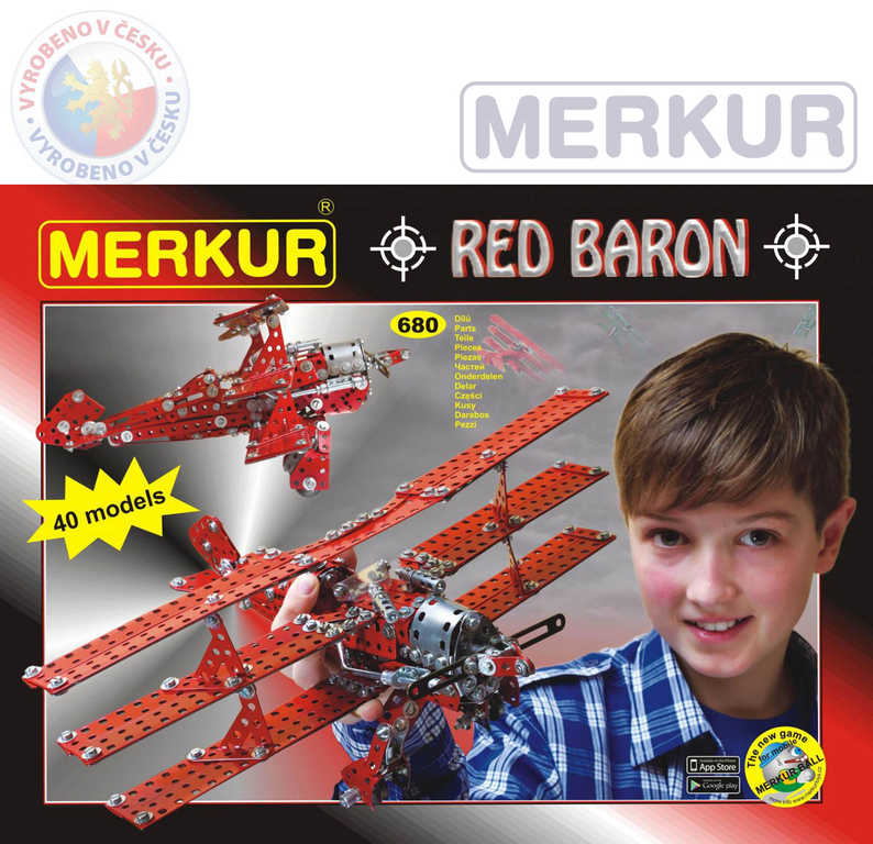 MERKUR Red Baron 40 modelů 680 dílků KOVOVÁ STAVEBNICE