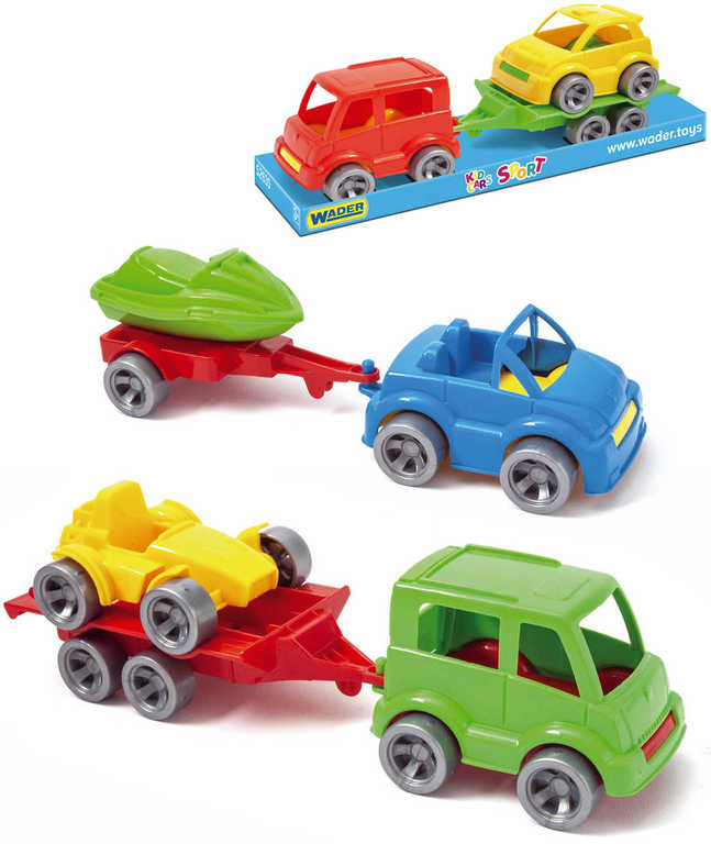 WADER Kid Cars Set 2 dopravní prostředky s přívěsem 24cm různé druhy