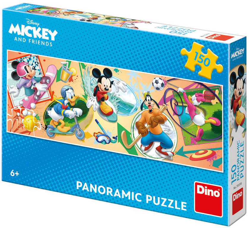 DINO Puzzle panoramatické 150 dílků Mickey s kamarády sportují 66x23cm