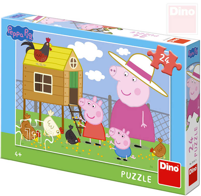 DINO Puzzle 24 dílků Peppa Pig Slepičky 26x18cm skládačka v krabici