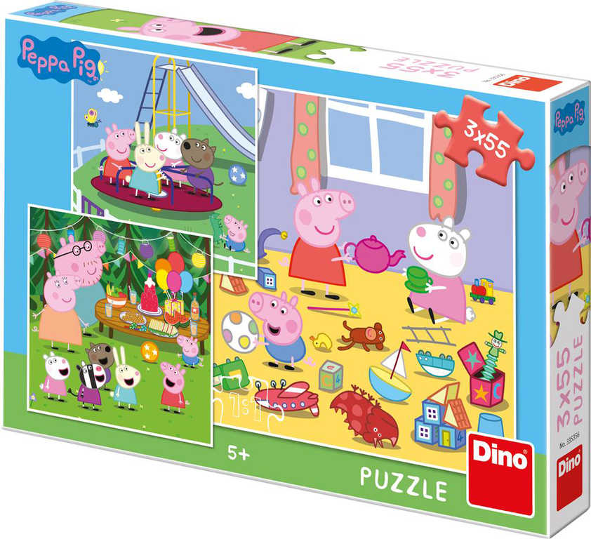 DINO Puzzle Peppa Pig na prázdninách 3x55 dílků 18x18cm skládačka v krabici