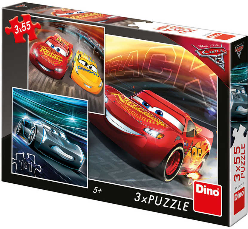 DINO Puzzle Cars 3 (Auta) Trénink 3x55 dílků 18x18cm skládačka v krabici