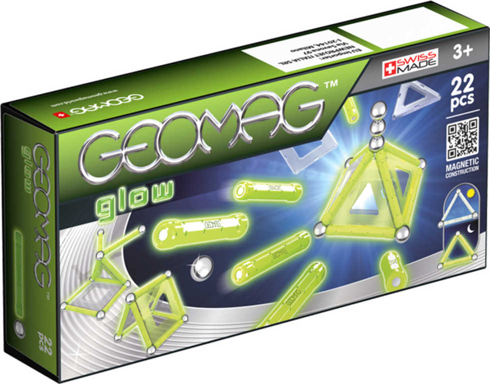 GEOMAG Glow 22 dílků ve tmě svítící magnetická STAVEBNICE