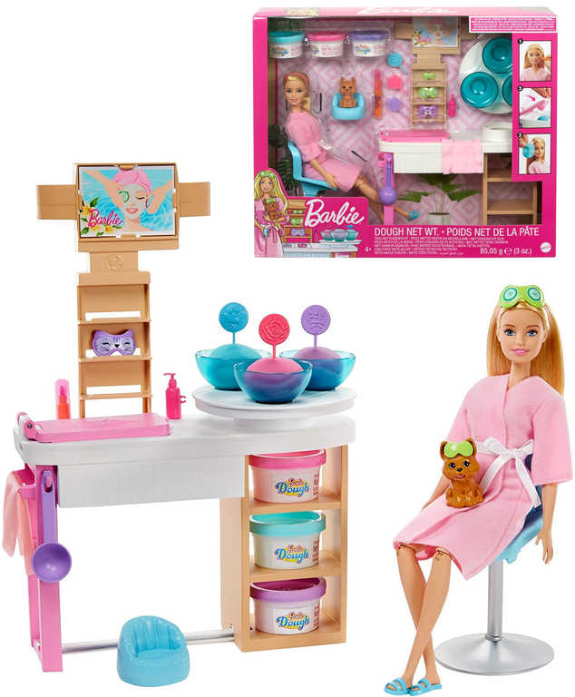 MATTEL BRB Barbie salón krásy set panenka s pejskem a doplňky