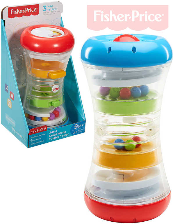 FISHER PRICE Baby věž s aktivitami chrastítko s kuličkami 3v1 pro miminko