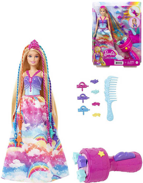 MATTEL BRB Panenka Barbie princezna s barevnými vlasy s nástrojem a doplňky