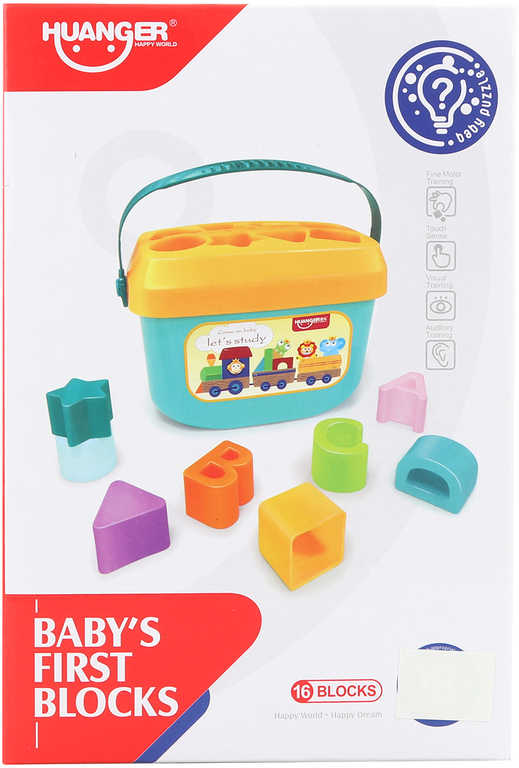 Vkládačka baby set kyblík vkládací + 16 kostek plast