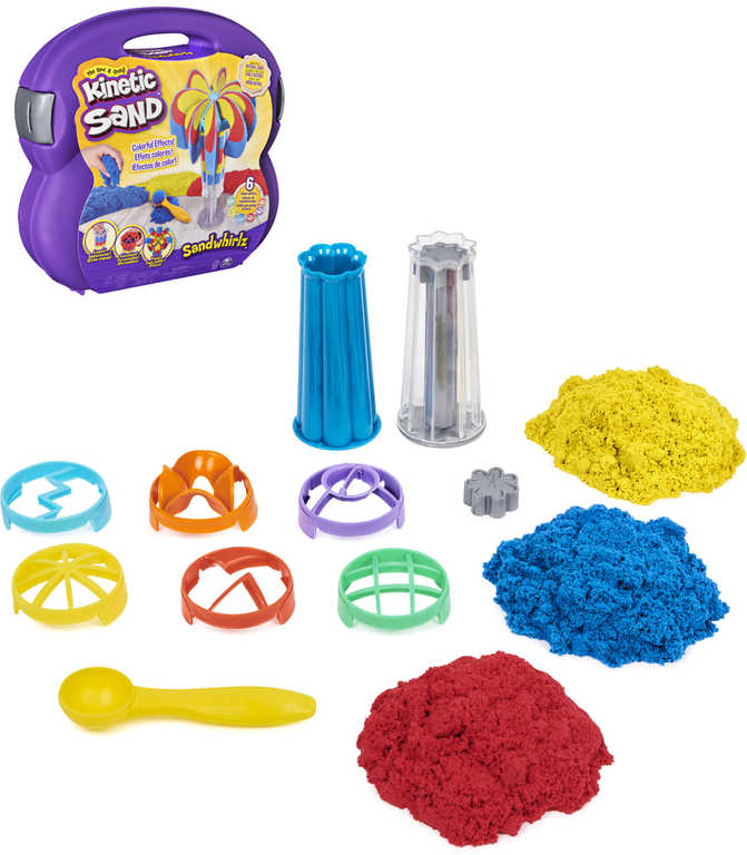 Kinetic Sand písek magický kreativní set 3 barvy s nástroji v kufříku