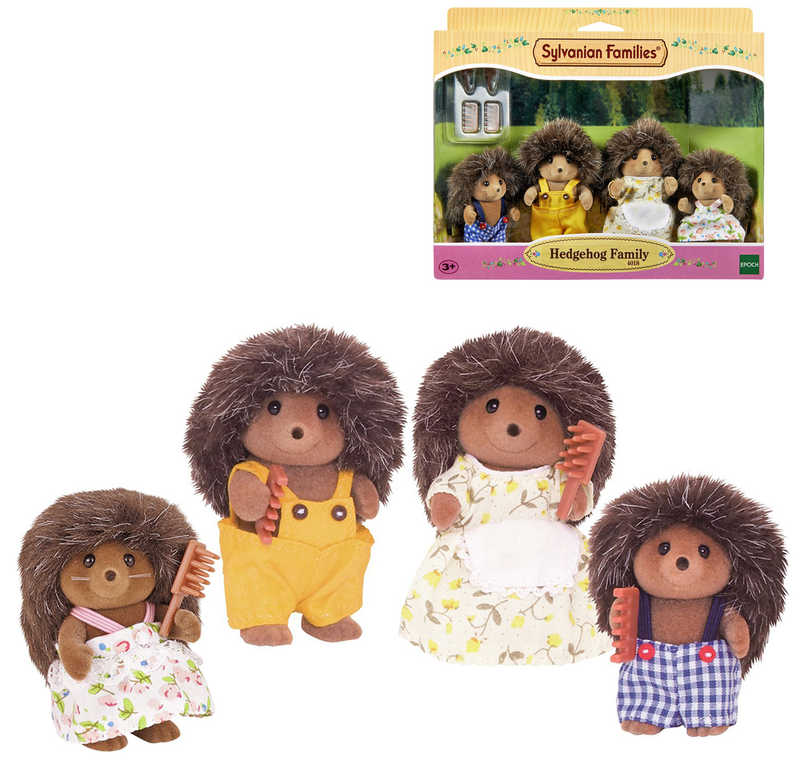 Sylvanian Families Rodina ježků set 4ks s doplňky na česání v krabici