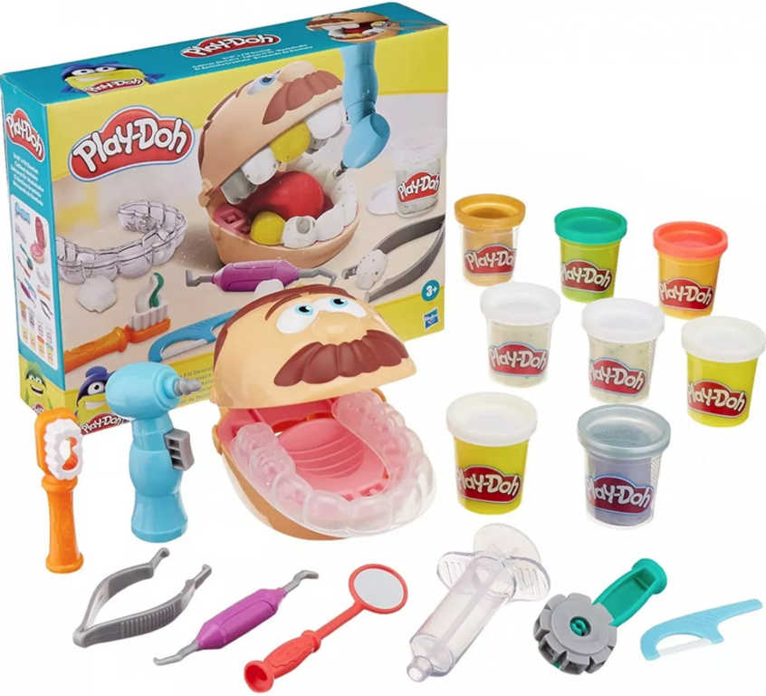 HASBRO PLAY-DOH Zubař Doktor Drill and Fill set modelína s nástroji