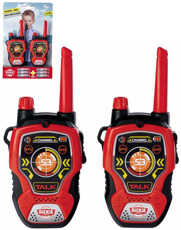 DICKIE Vysílačky dětské Walkie Talkie 2,4GHz 16cm set 2ks na baterie