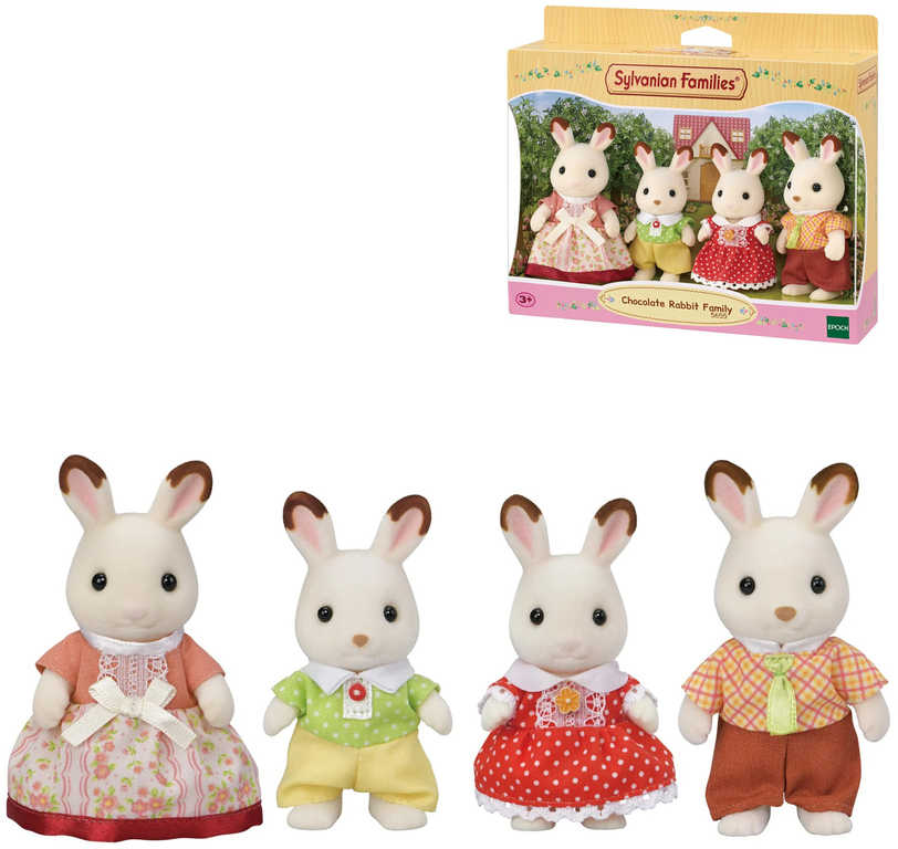 Sylvanian Families Rodina chocolate králíků nová set 4 figurky v krabici