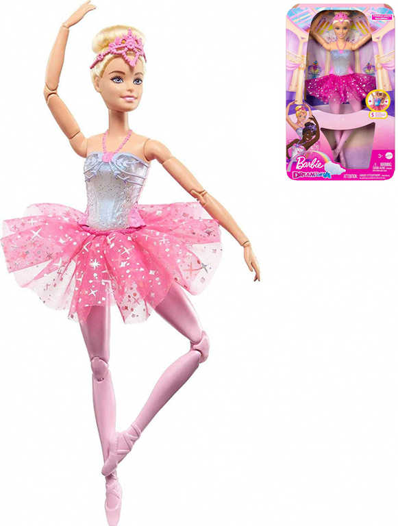 MATTEL BRB Barbie Panenka magická baletka růžová na baterie Světlo