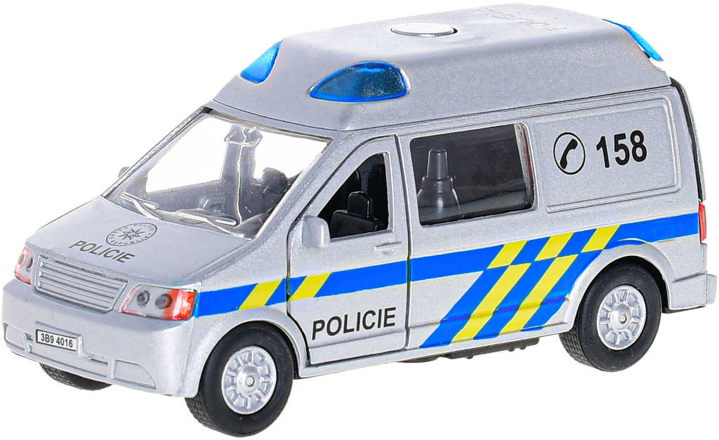 Auto policie dodávka český design CZ 14cm na baterie Světlo Zvuk kov