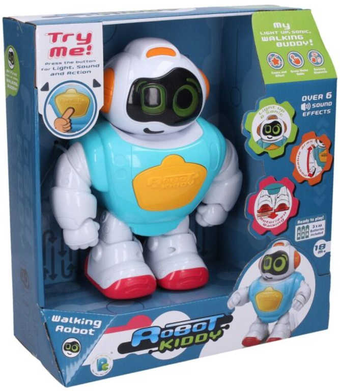 Robot baby Kiddy chodící s efekty na baterie Světlo Zvuk plast