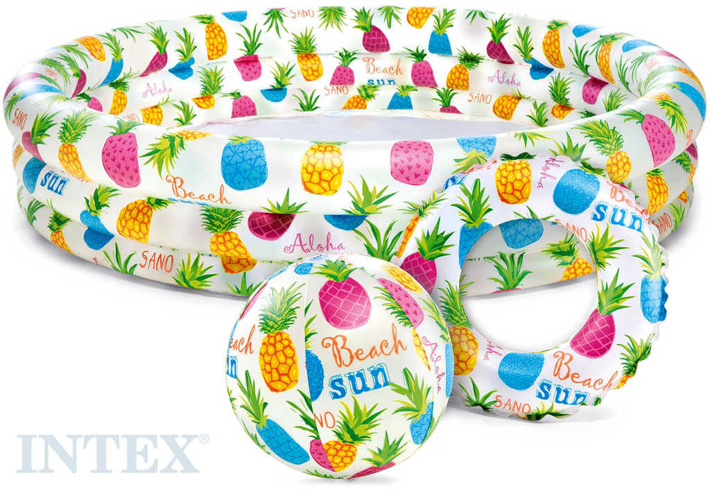 INTEX Nafukovací set bazén 132x28cm s míčem a plavacím kolem ananas do vody