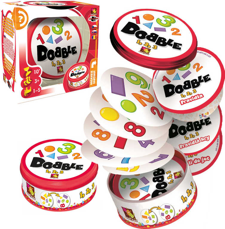 ASMODEE Hra postřehová Dobble 1-2-3 v plechové krabičce *SPOLEČENSKÉ HRY*