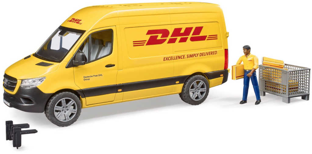 BRUDER 02670 Auto Mercedes-Benz Sprinter DHL set s řidičem a doplňky