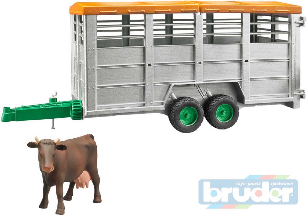 BRUDER 02227 (2227) Auto přepravník na zvířata set s figurkou kráva model 1:16 plast