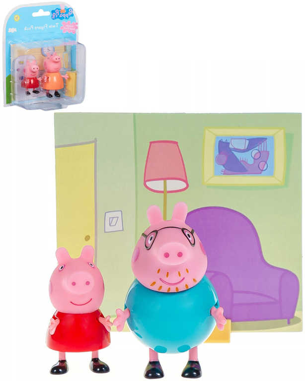 Prasátko Peppa Pig herní set 2 figurky s tématickým pozadím 3 druhy