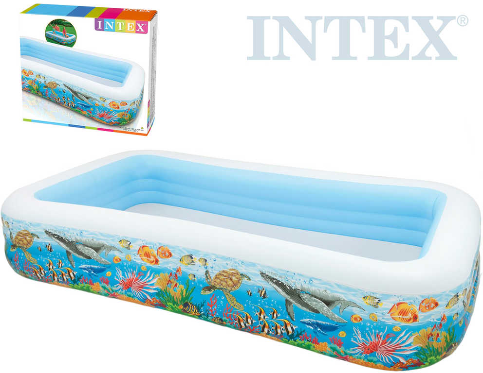 INTEX Bazén rodinný obdelník nafukovací 305x56x183cm mořský svět 58485