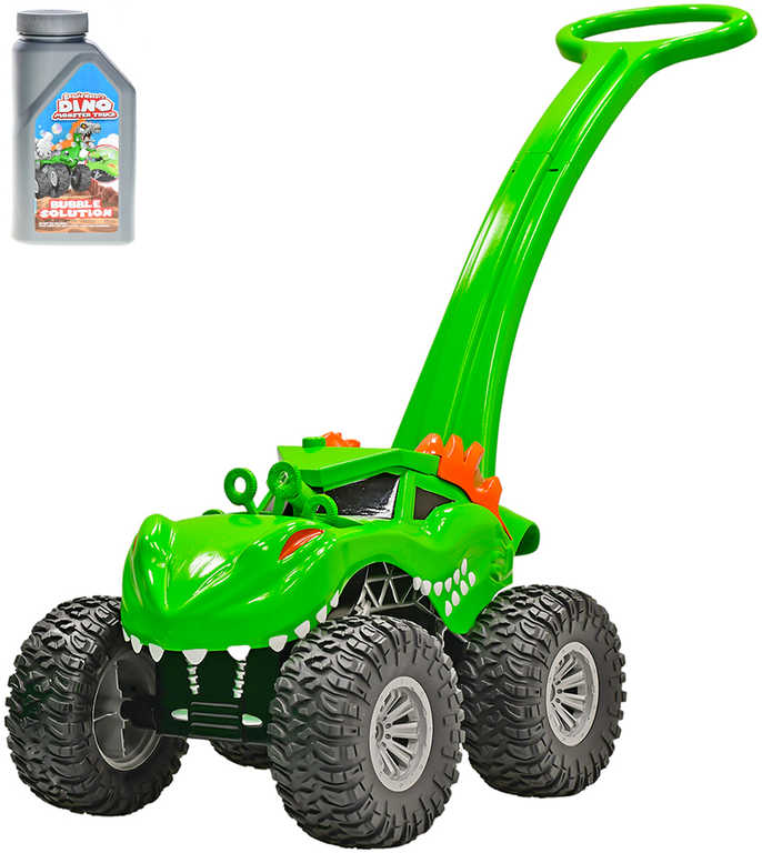 Auto dinosaurus monster truck 30cm s bublifukovačem zelené s náplní na baterie