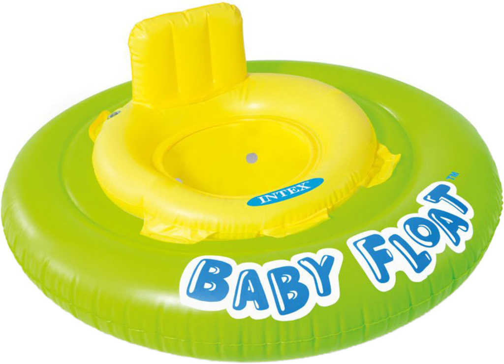 INTEX Baby float nafukovací kruh s otvory na nohy 76cm s křížem žlutozelený