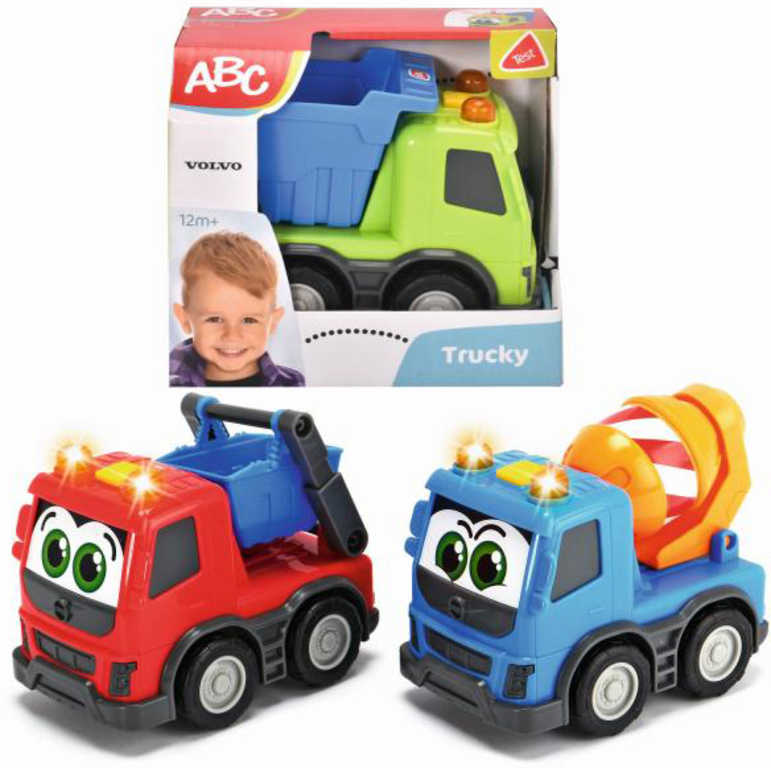 DICKIE ABC Baby pracovní auto Volvo 13cm s očima na baterie Světlo Zvuk 3 druhy