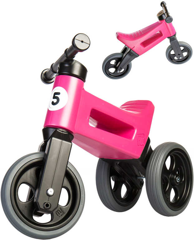 Odrážedlo Funny Wheels Rider Sport 2v1 dětské odstrkovadlo Růžové plast